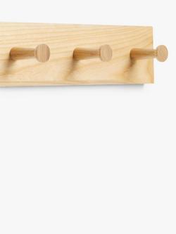 John Lewis Shaker 5 Hook Hanging Rack, FSC-Certified (Ash Wood) - view 2, Brown