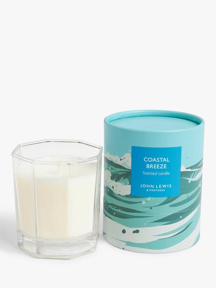 John Lewis Coastal Breeze Scented Candle, 200g, Clear