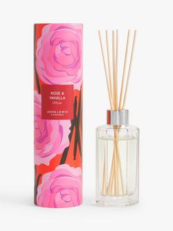 John Lewis Rose & Vanilla Reed Diffuser, 110ml, Clear
