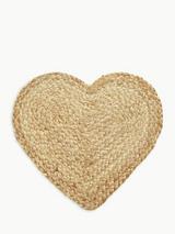 John Lewis Jute Heart Placemats, Set of 2, Natural