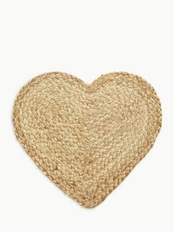 John Lewis Jute Heart Placemats, Set of 2, Natural, Natural Natural