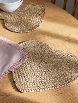 John Lewis Jute Heart Placemats, Set of 2, Natural - view 2, Natural Natural