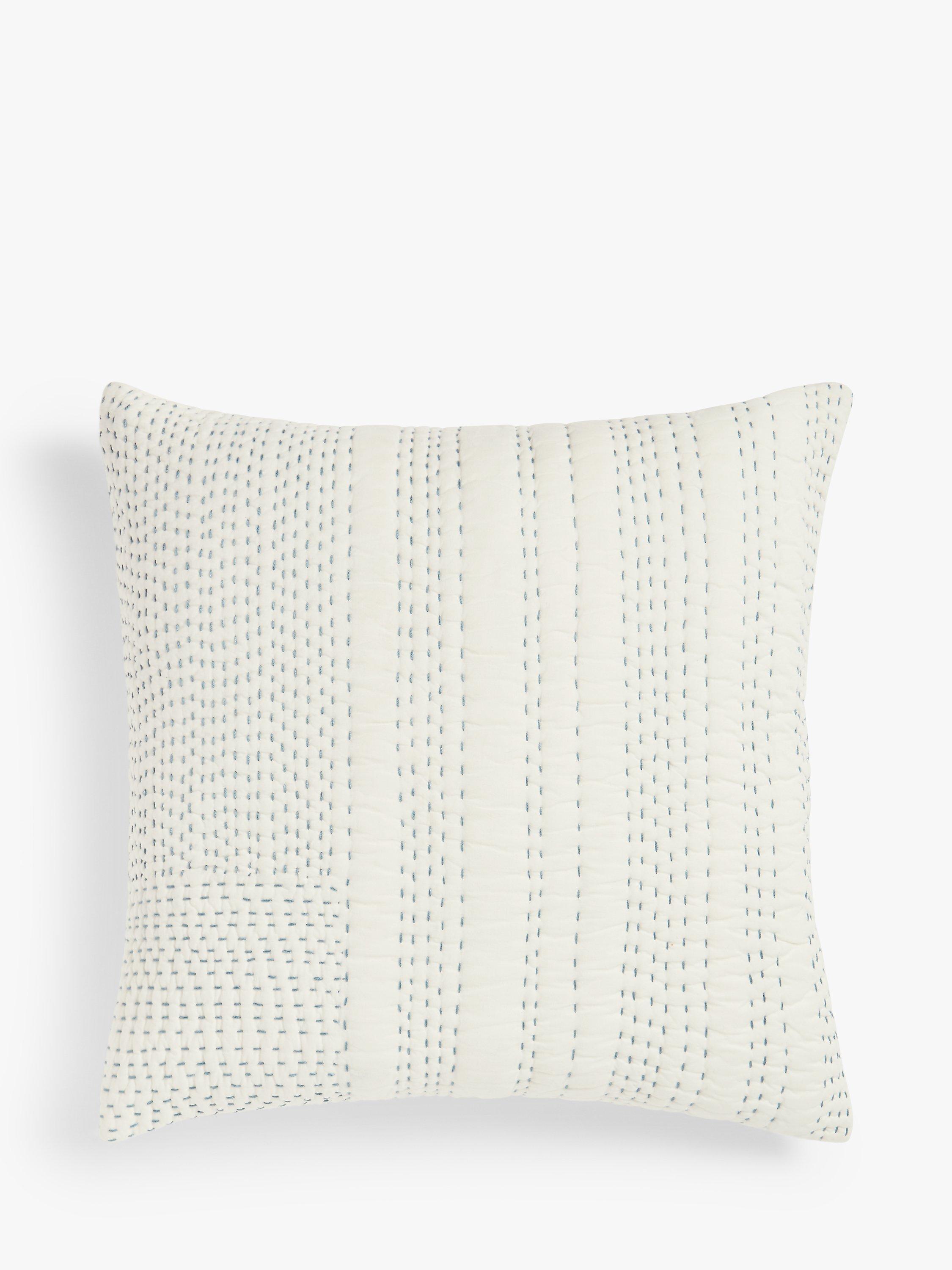 Mother of Pearl Organic Cotton Stitched Cushion, Small, Slate Blue