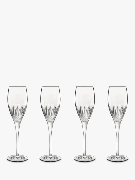 Luigi Bormioli Diamante Champagne Glass, Set of 4, 220ml, Clear, Clear