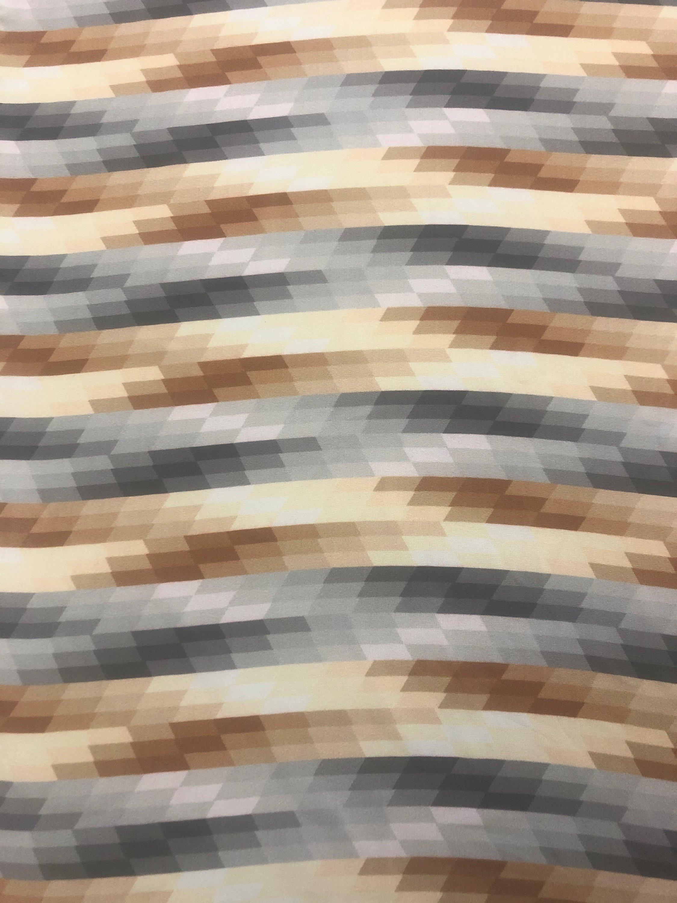 John Kaldor Chevron Chiffon Fabric, Gold / Grey