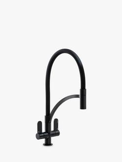 Abode Genio Semi Professional Pull Around Spray 2 Lever Kitchen Tap, Matt Black