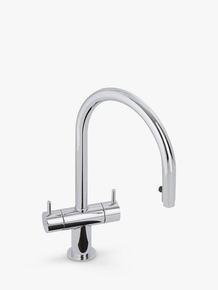 Abode Hesta 2 Lever Pull-Out Monobloc Kitchen Tap, Chrome
