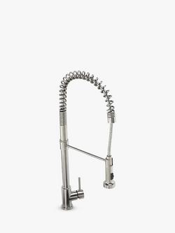 Abode Stalto Professional Single Lever Pull-Around Kitchen Tap, Stainless Steel, Stainless Steel