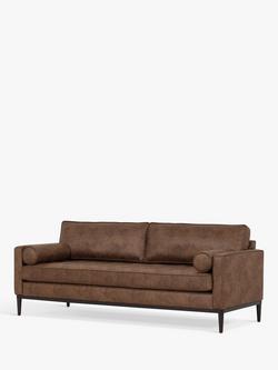 Swyft Model 02 Large 3 Seater Faux Leather Sofa, Chestnut, Chestnut