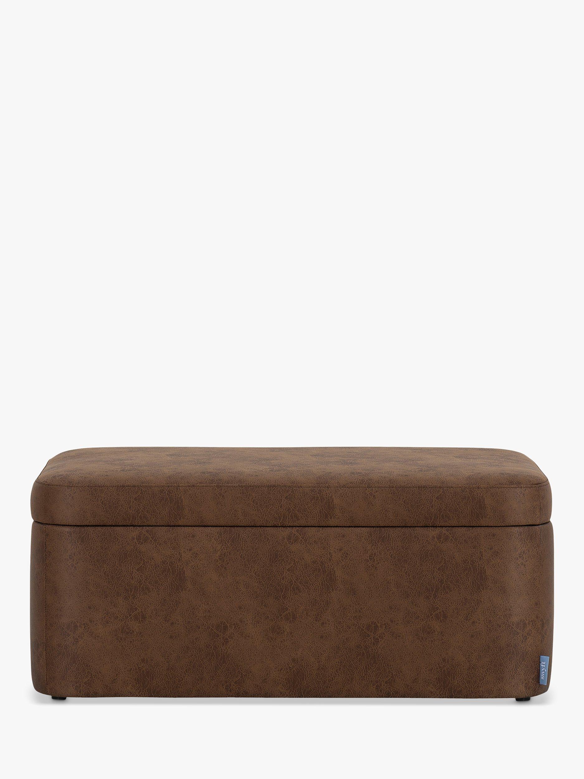 Storage 02 Range, Swyft Model 02 Faux Leather Storage Ottoman, Chestnut