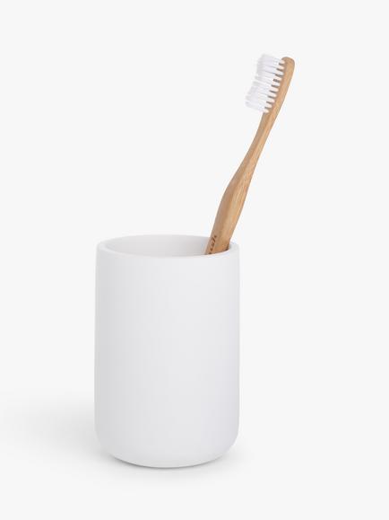 John Lewis Matt Finish Bathroom Tumbler - view 2, White