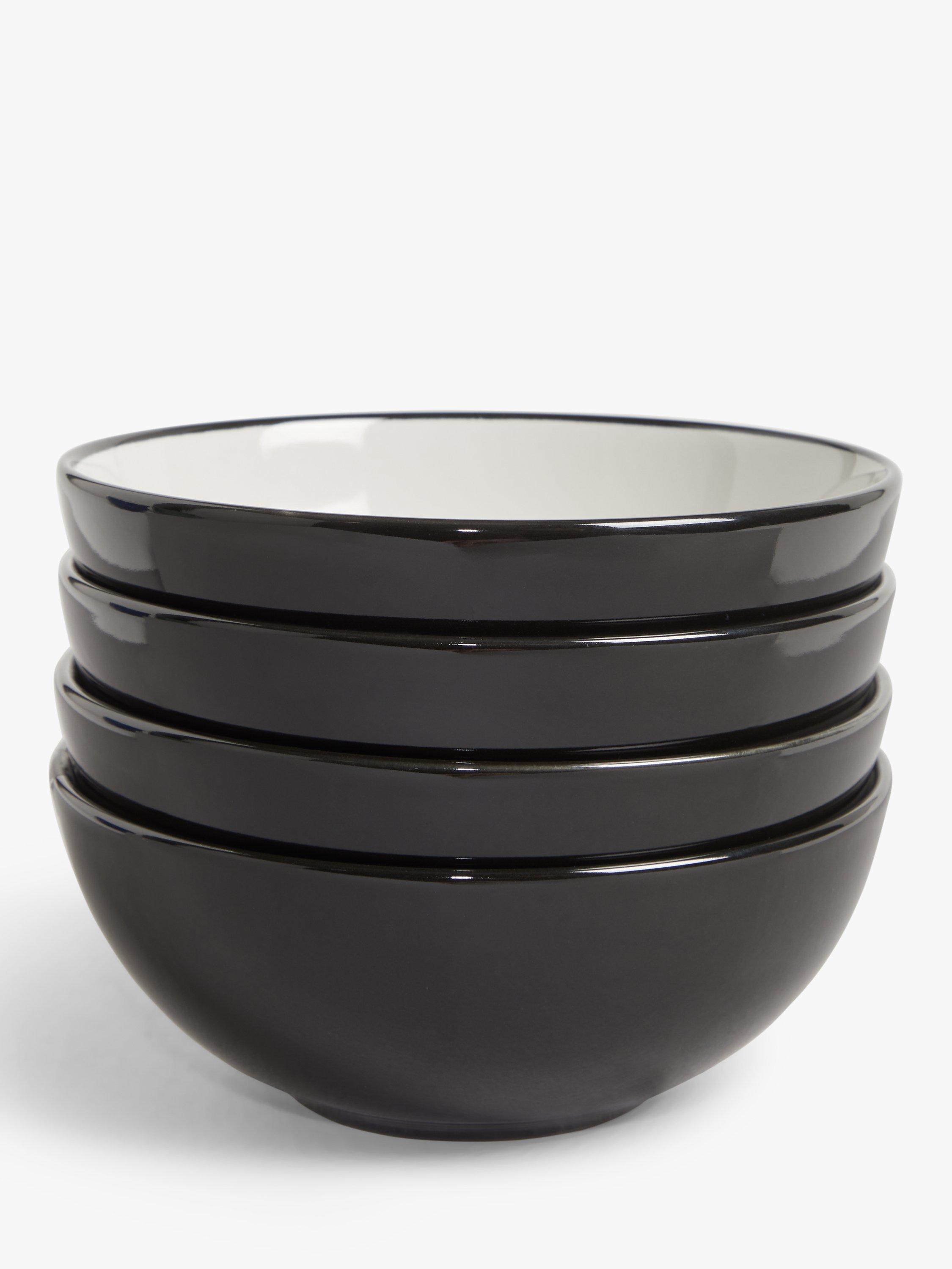 John Lewis ANYDAY Two Tone Stoneware Cereal Bowls, Set of 4, 15.5cm, Black