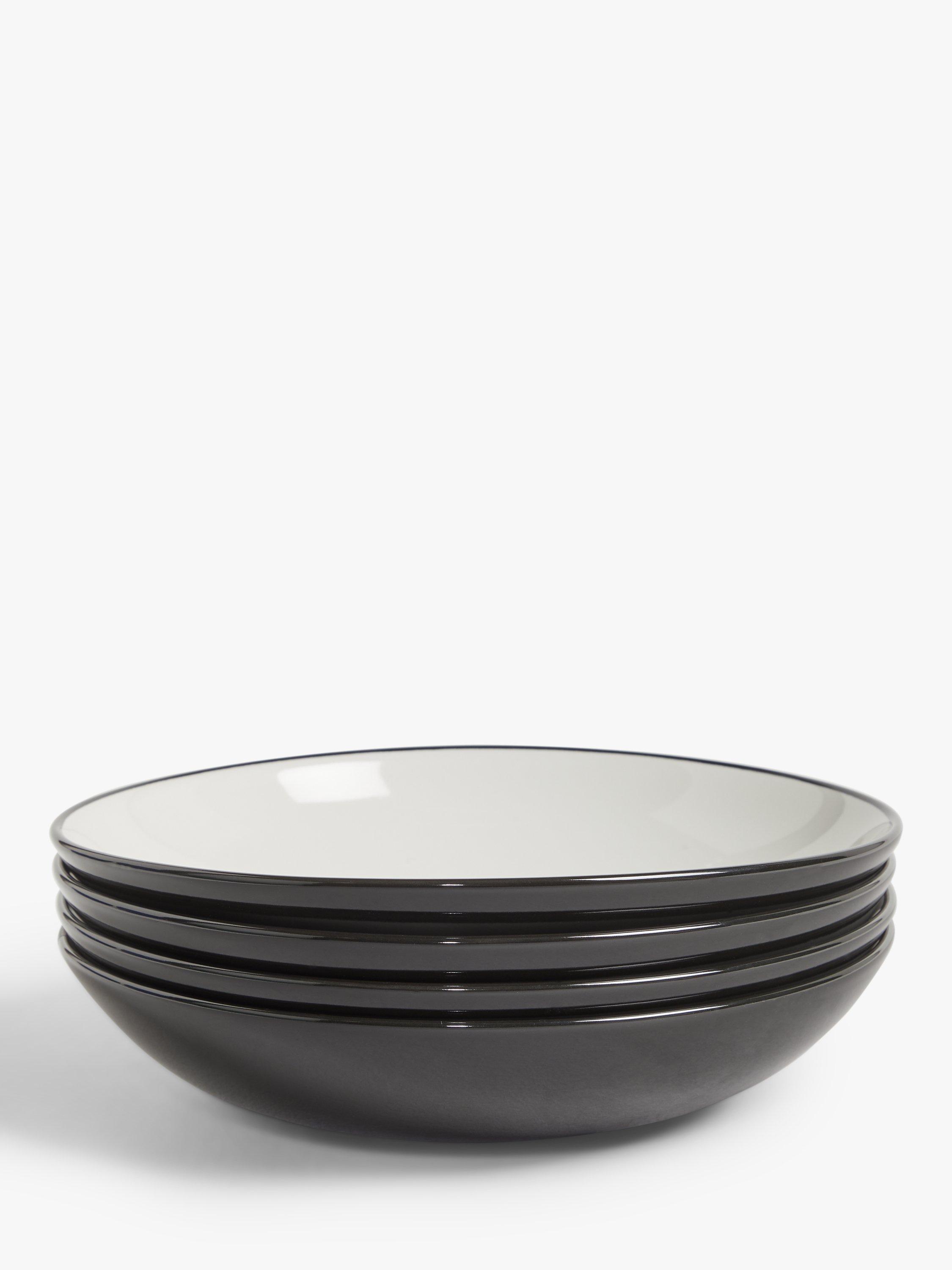 John Lewis ANYDAY Two Tone Stoneware Pasta Bowls, Set of 4, 23cm, Black