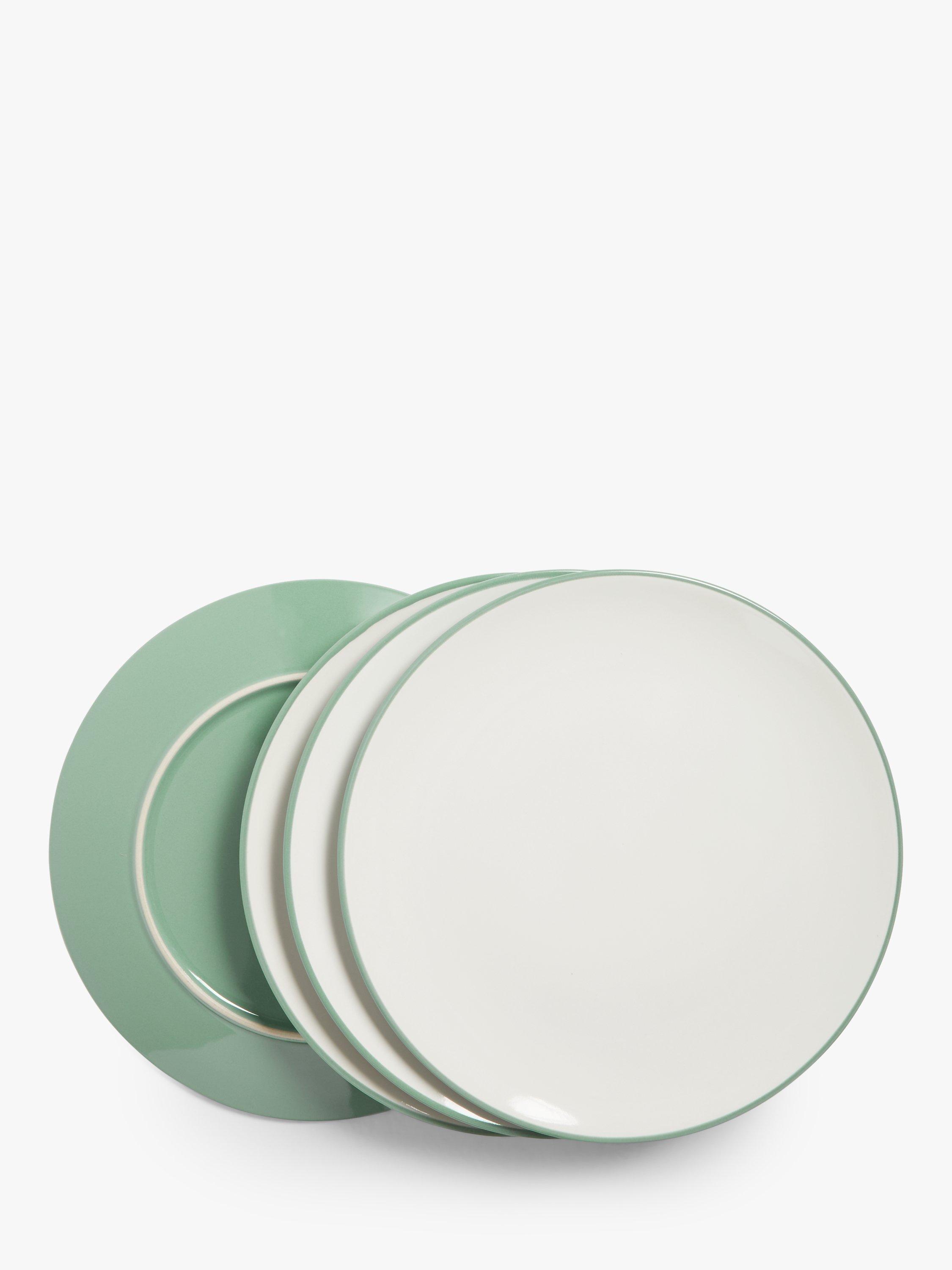 John Lewis ANYDAY Two Tone Stoneware Dinner Plates, Set of 4, 26cm, Green