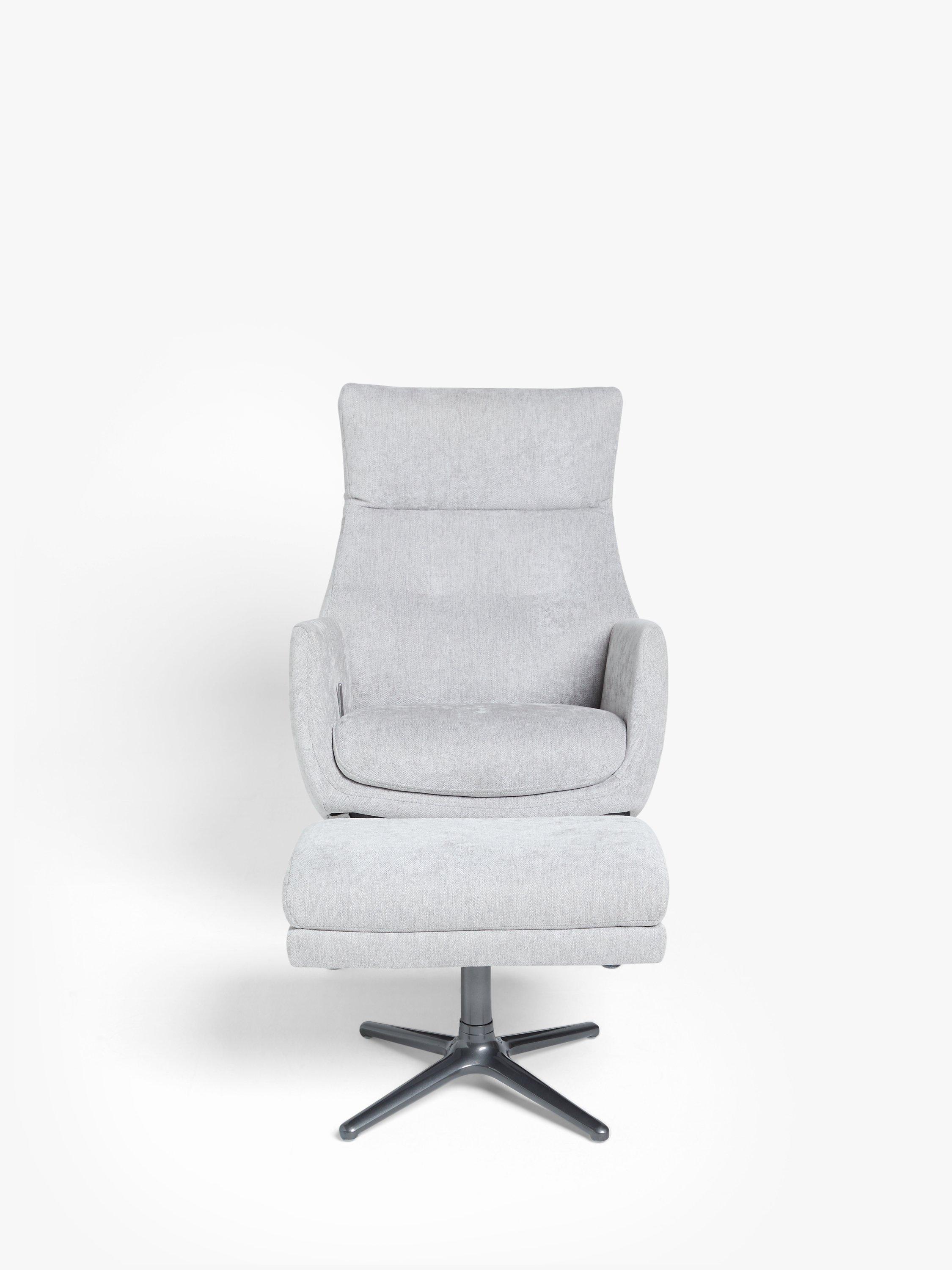 John Lewis Ease Recliner Armchair and Footstool, Soft Weave Grey