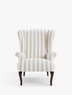 John Lewis Shaftesbury Wing Chair, Dark Leg,  Easy Clean Double Stripe Natural, Easy Clean Double Stripe Natural