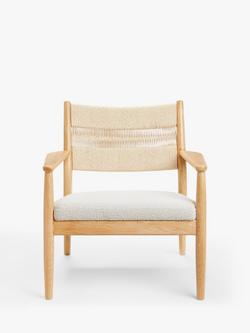 John Lewis Cord Armchair, Light Wood Frame, Natural Boucle, Natural Boucle
