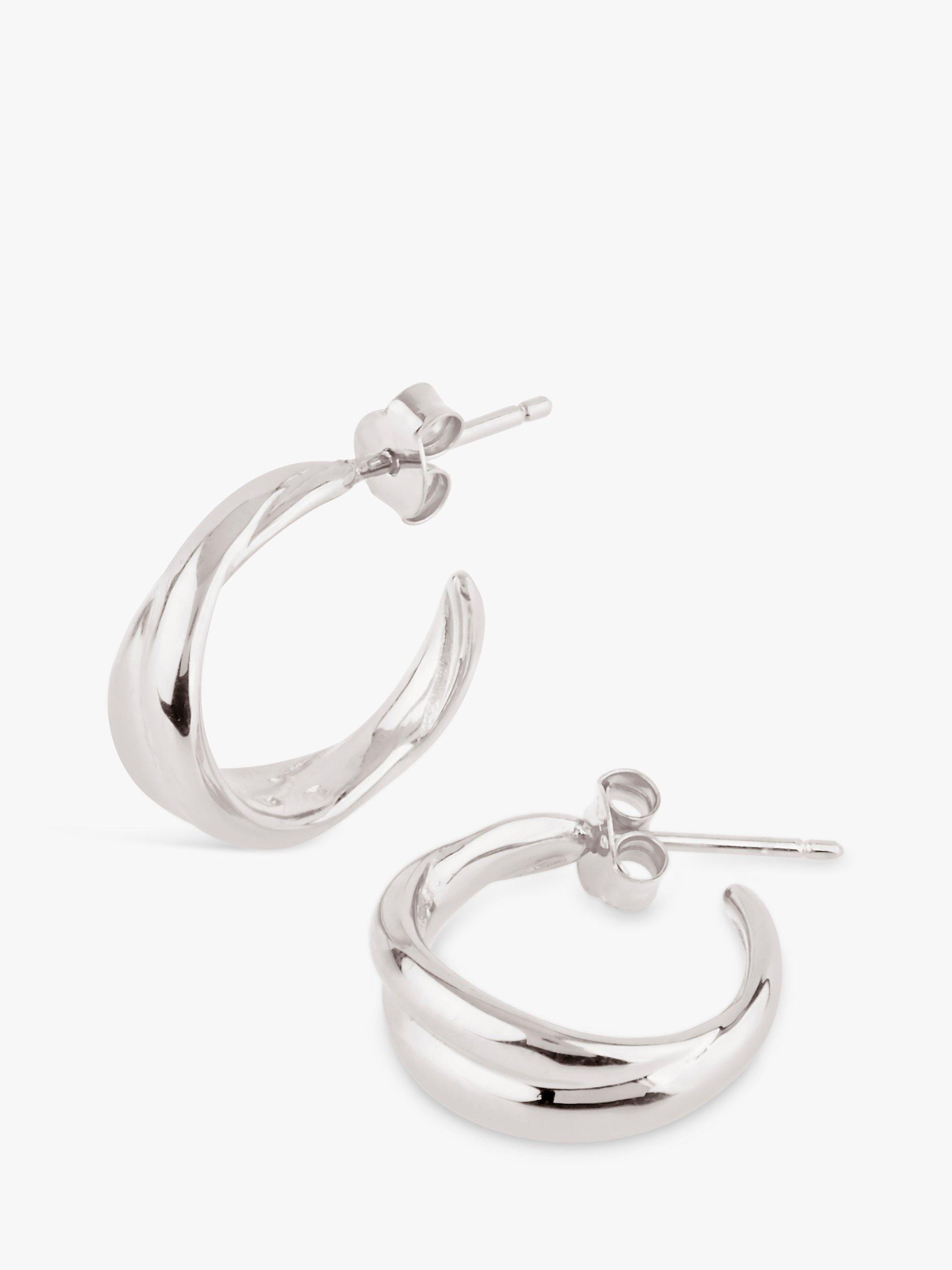 Dinny Hall Twist Small Hoop Earrings, Silver