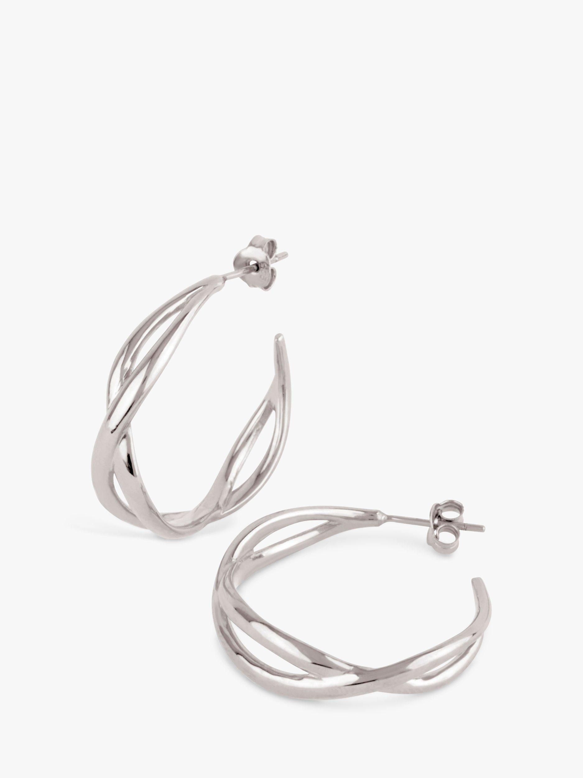 Dinny Hall Twist Small Hoop Earrings, Silver