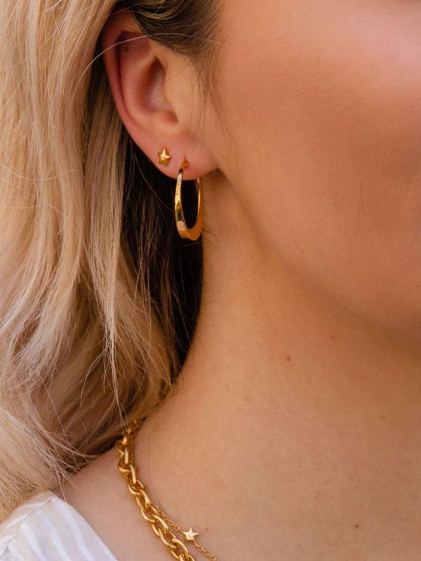 Product image 3 of 6, which shows Dinny Hall Weighted Tapering Circle Hoop Earrings, Gold