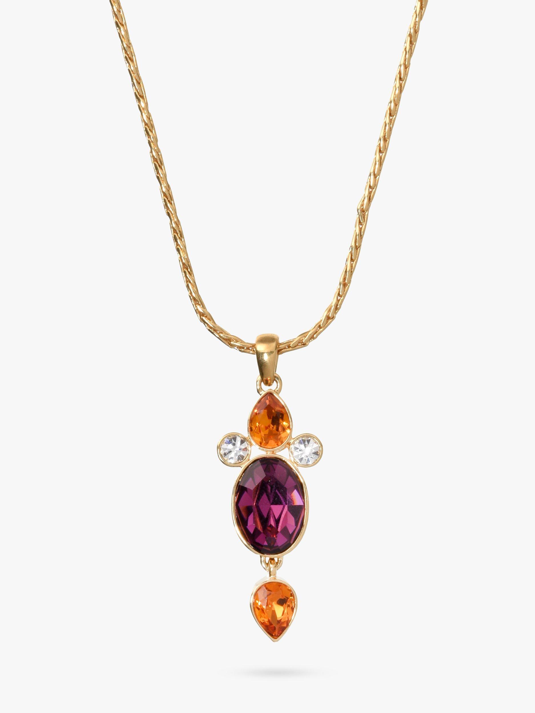 Product image 1 of 2, which shows Eclectica Pre-Loved 18ct Gold Plated Swarovski Crystals Pendant Necklace, Dated Circa 1990s