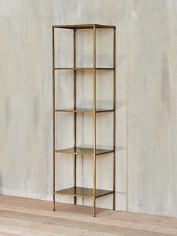 nkuku Mahi Iron Shelving Unit, Antique Brass, Antique Brass