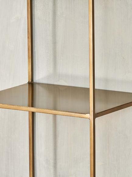 nkuku Mahi Iron Shelving Unit, Antique Brass - view 2, Antique Brass