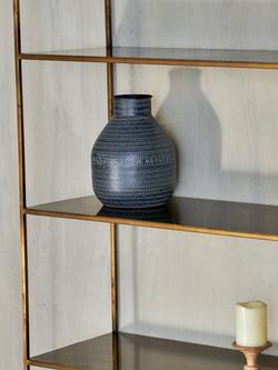 nkuku Mahi Iron Wide Shelving Unit, Antique Brass - view 2, Antique Brass