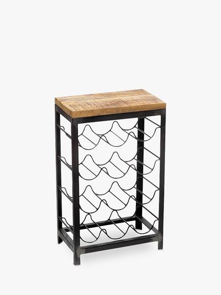 nkuku Obra Mango Wood Wine Rack, 12 Bottle, Natural/Black - view 2, Natural/Black