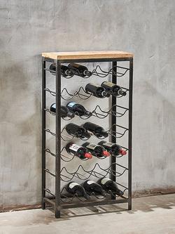 nkuku Obra Mango Wood Wine Rack, 28 Bottle, Natural/Black, Natural/Black