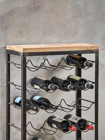 nkuku Obra Mango Wood Wine Rack, 28 Bottle, Natural/Black - view 2, Natural/Black
