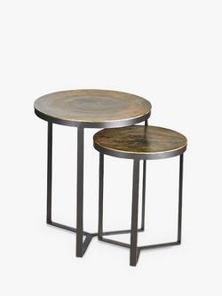 nkuku Maba Round Nesting Side Tables, Set of 2, Antique Brass - view 2, Antqiue Brass