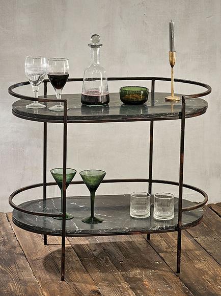 nkuku Karoko Oval Marble Drinks Table, Black, Black