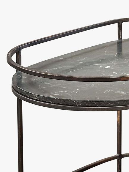 nkuku Karoko Oval Marble Drinks Table, Black - view 2, Black