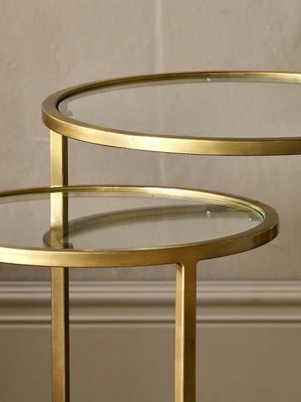 nkuku Nakuru Round Nesting Side Tables, Set of 2, Brass - view 2, Brass