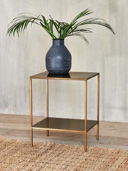 nkuku Mahi Side Table, Antique Brass, Antique Brass
