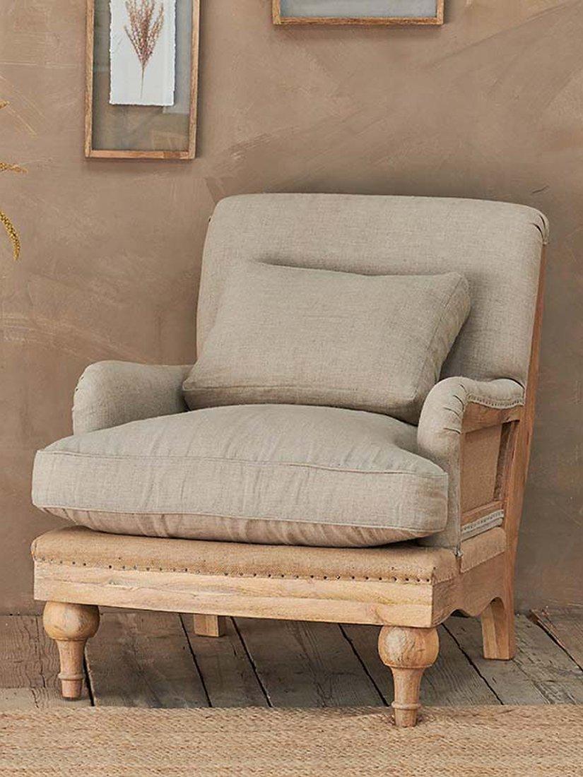 Abe Range, Nkuku Abe Linen Armchair, Stone