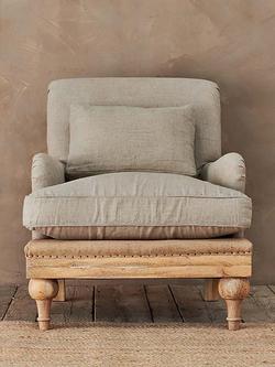 Nkuku Abe Linen Armchair - view 2, Stone