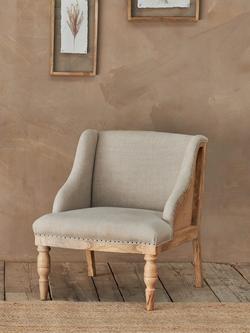 nkuku Elbu Linen Armchair, Stone