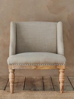 nkuku Elbu Linen Armchair - view 2, Stone