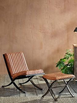 nkuku Narwana Ribbed Leather Lounger, Aged Leather