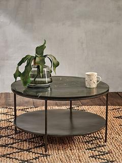 nkuku Karoko Round Marble Coffee Table, Black