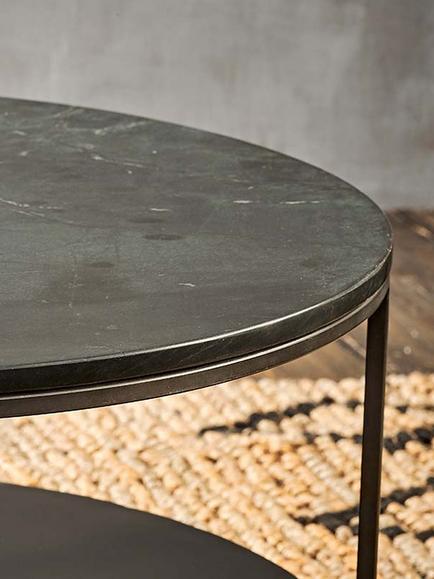 nkuku Karoko Round Marble Coffee Table, Black - view 2, Black