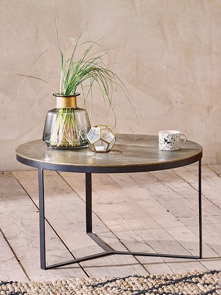 nkuku Maba Metal Coffee Table, Antique Brass, Antique Brass