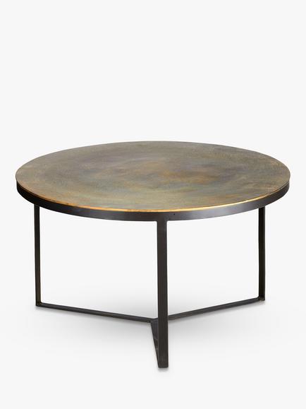 nkuku Maba Metal Coffee Table, Antique Brass - view 2, Antique Brass