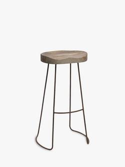 Nkuku Loko Mango Wood Tall Stool, Natural/Rust - view 2, Natural/Rust