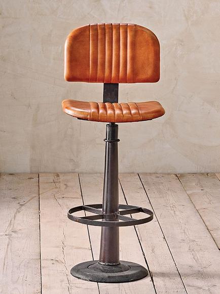 nkuku Narwana Leather Bar Chair, Aged Tan, Aged Tan