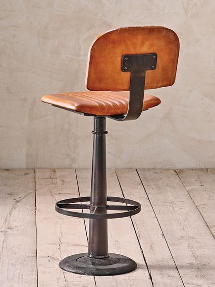 nkuku Narwana Leather Bar Chair, Aged Tan - view 2, Aged Tan
