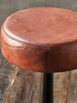 nkuku Narwana Leather Round Stool - view 2, Aged Tan