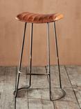 Nkuku Narwana Ribbed Leather Stool, 75cm, Aged Tan